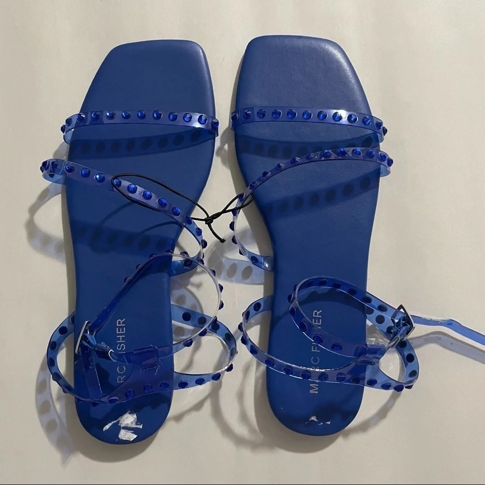 Marc Fisher Blue Acrylic Strappy Gladiator Sandal​​​​